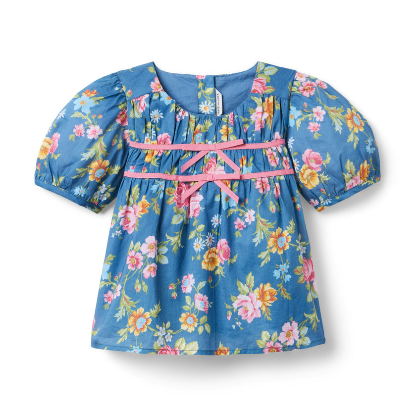 Floral Bow Top, blue