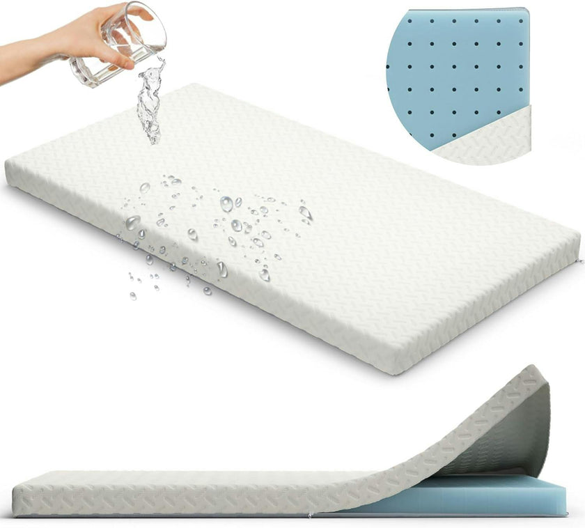 2” Crib Mattress Topper Memory Foam – Waterproof & Breathable Soft Cover