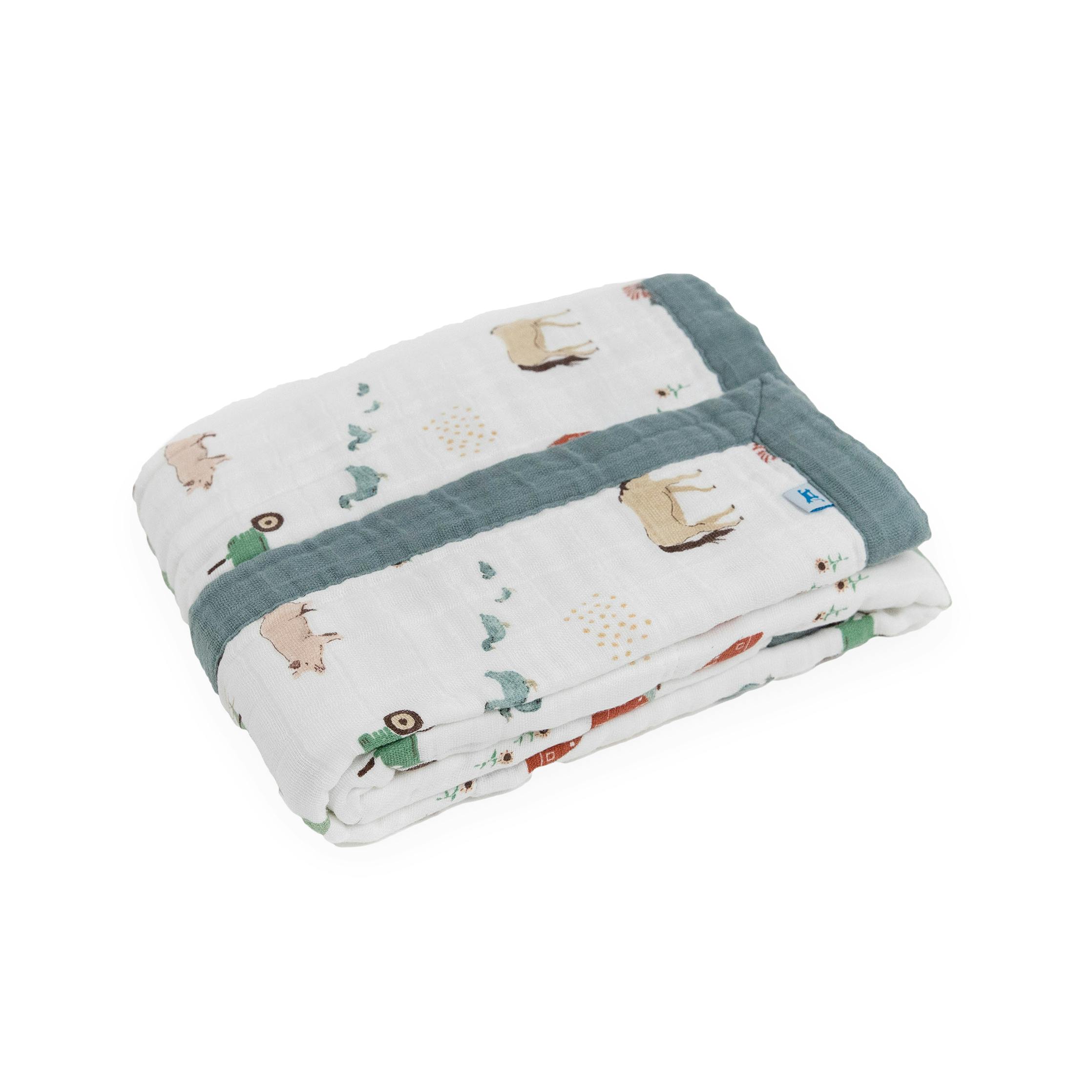 Cotton Muslin Baby Quilt - Farmyard