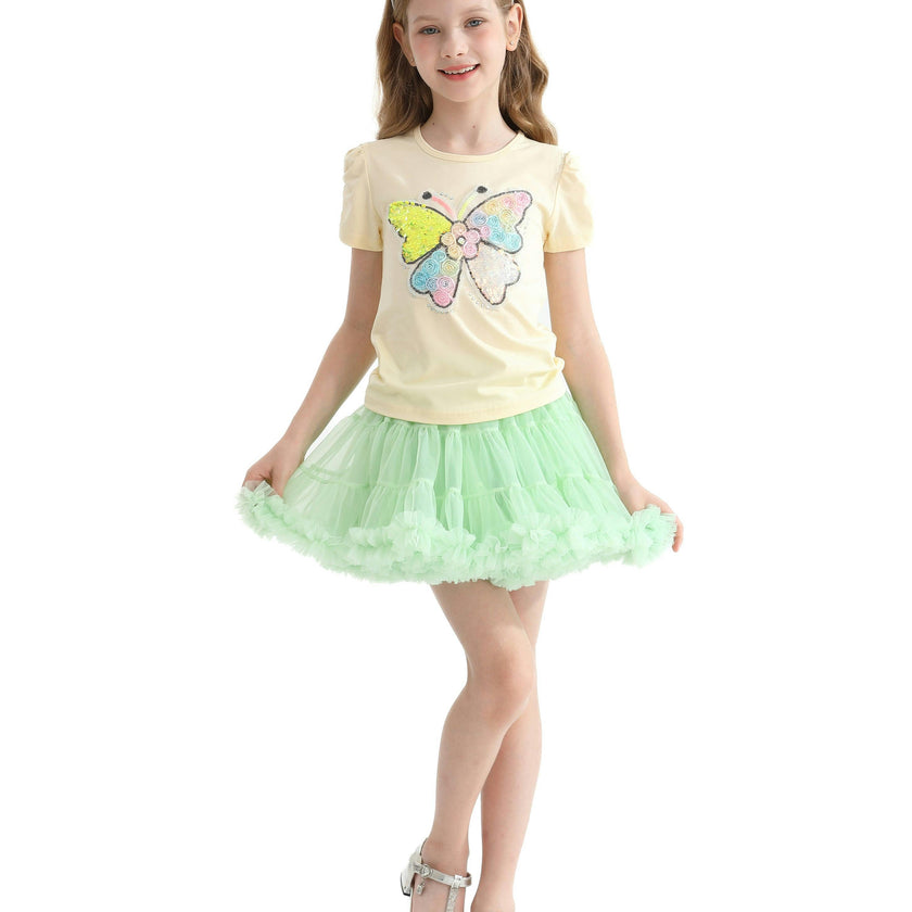 Green Pastel Bow Tulle Skirt