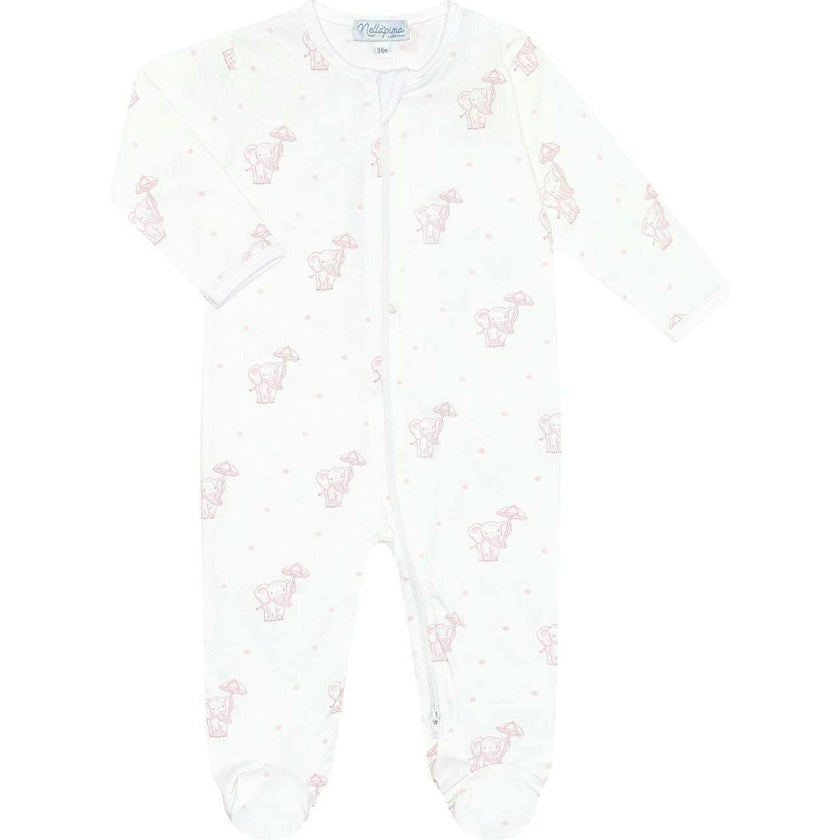 Pink Elephant Zipper Footie