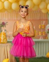 Pink Lemonade Sequin Tiered Tulle Birthday Dress for Girls