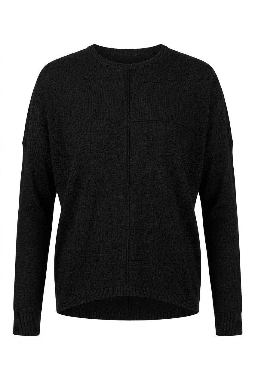 Ribbed Dolman Knit Top With Pinched Seams
