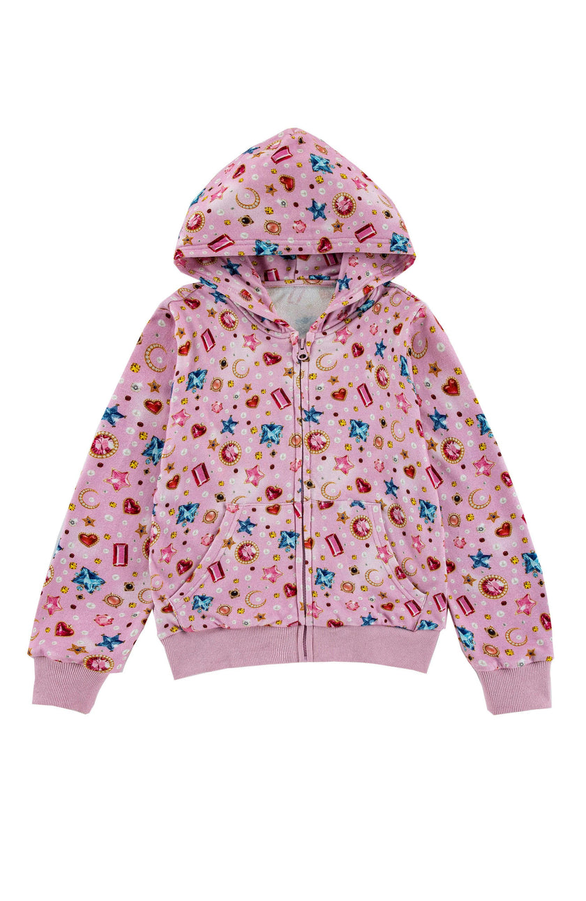 Soft Fleece Zip Up, Gems and Pearls