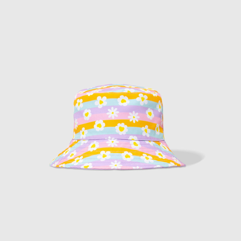 Reversible Bucket Hat – Happy Daisy Stripes