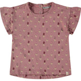 Flower Print Short Ruffle Sleeve T-Shirt