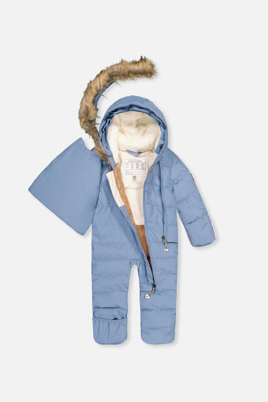 Baby Snug One Piece Snowsuit Adapted For Car Seats Blue Grey