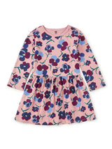 Long Sleeve Skirted Dress, Painted Pansies
