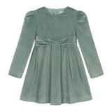 Green Jade Velvet Bow Dress