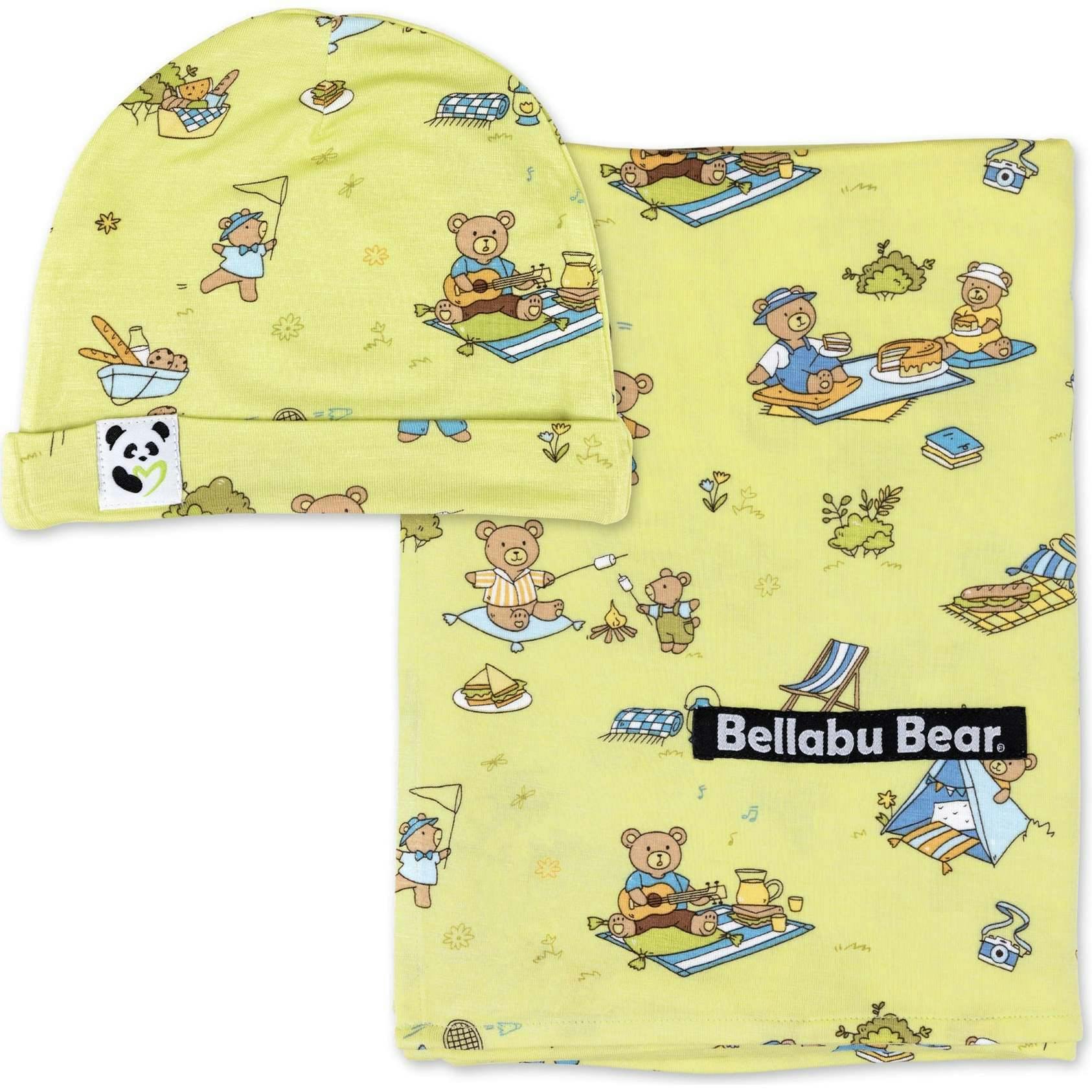 Teddy Picnic Bamboo Swaddle & Beanie Set