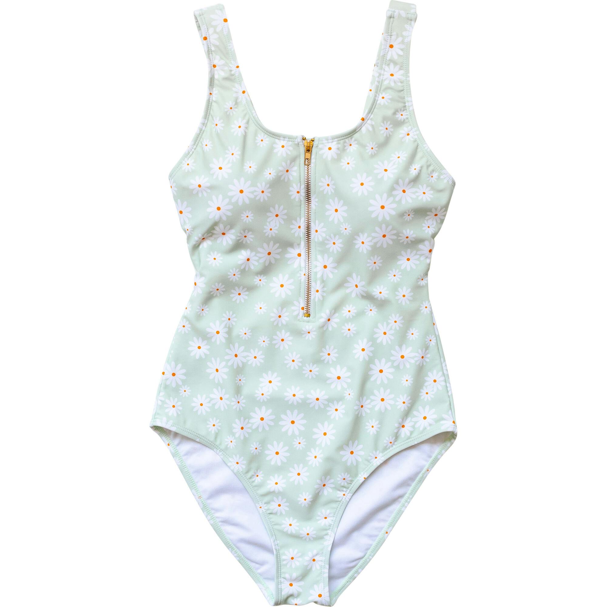 Women's Zip Up One Piece | Green Daisy