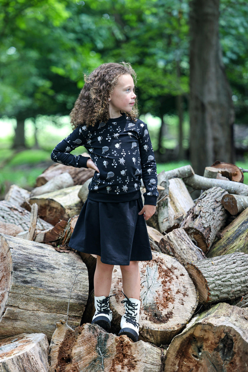 Super Bubble Ribbed Waist A-Line Short Skirt
