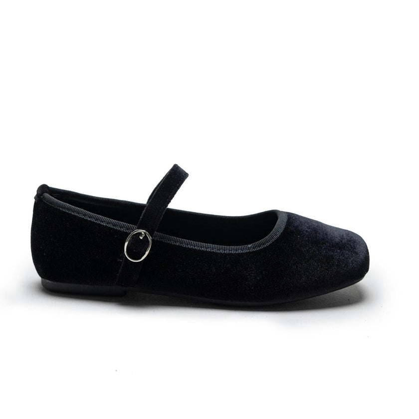 Black Michelle Satin Velvet Flats