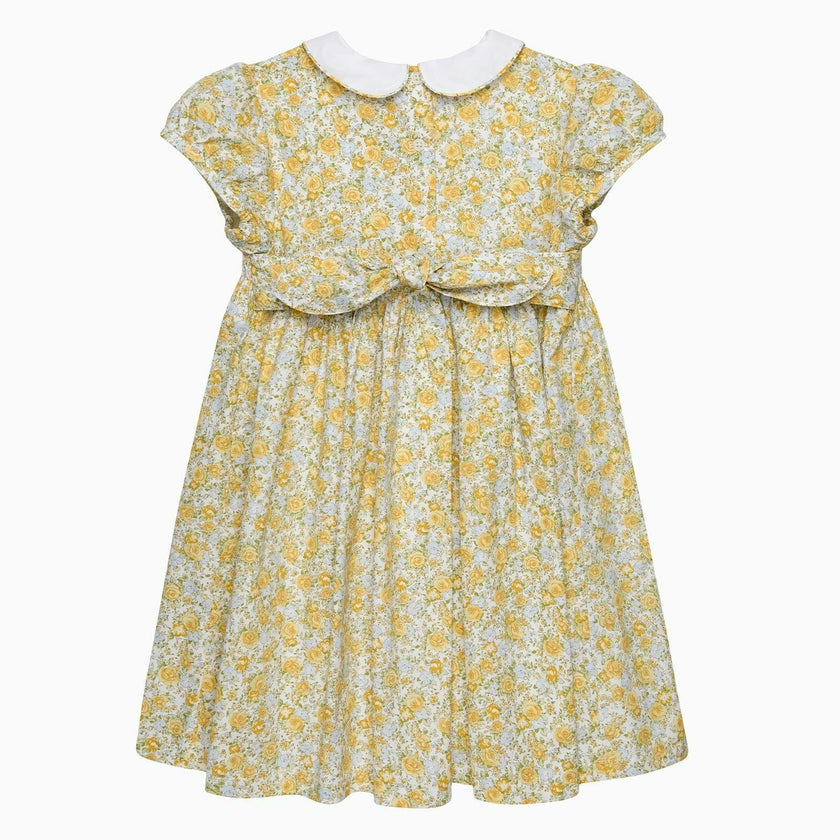 Rosie Smocked Dress in Yellow Rose Floral