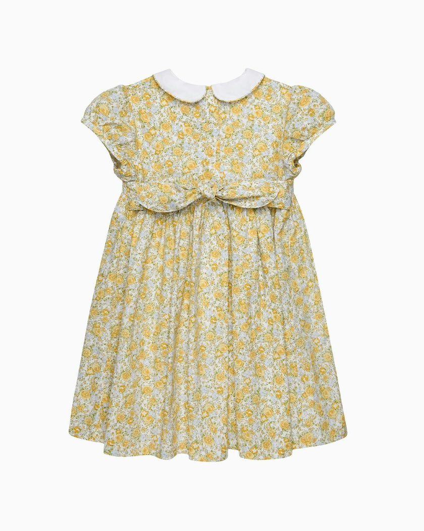 Rosie Smocked Dress in Yellow Rose Floral