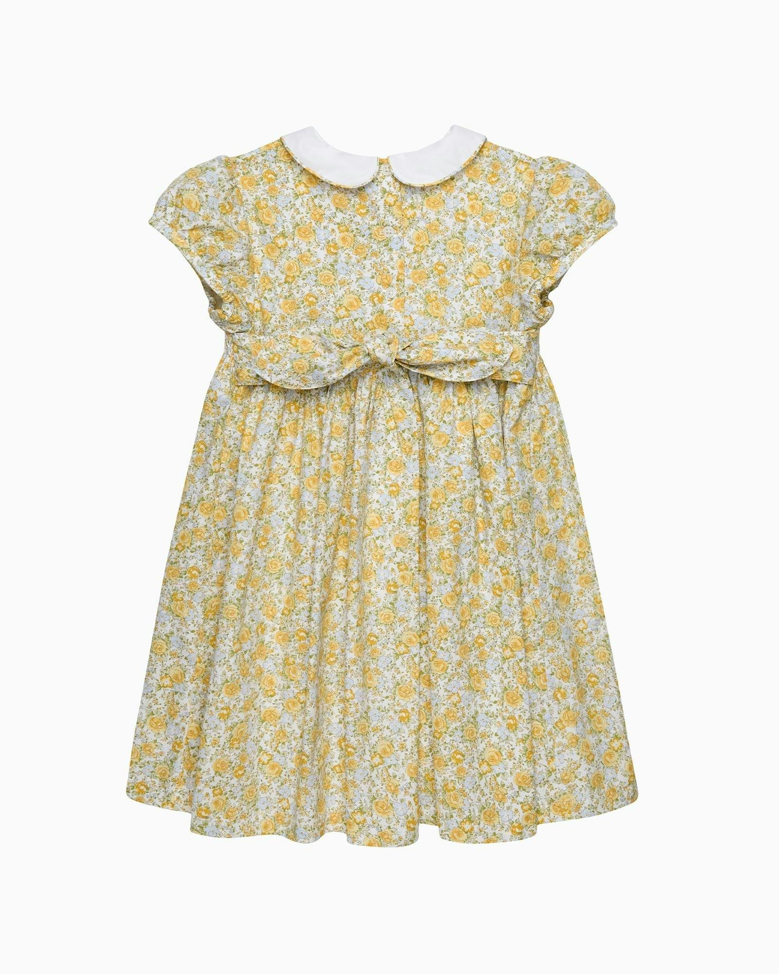 Rosie Smocked Dress in Yellow Rose Floral