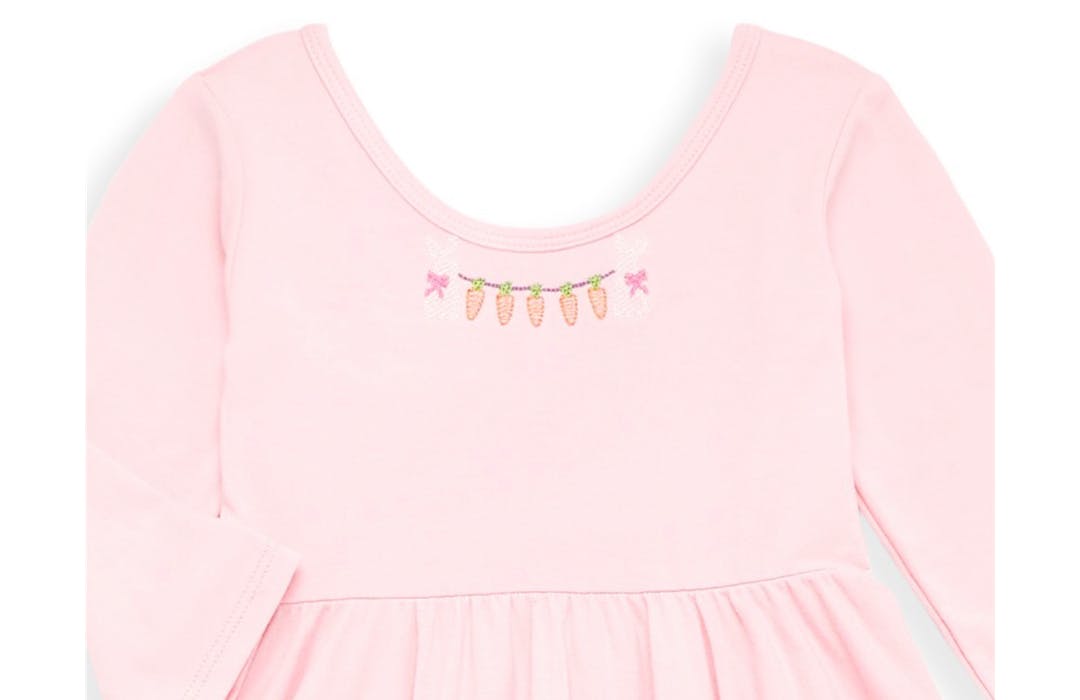 Long Sleeve Twirly Dress With Easter Embroidery