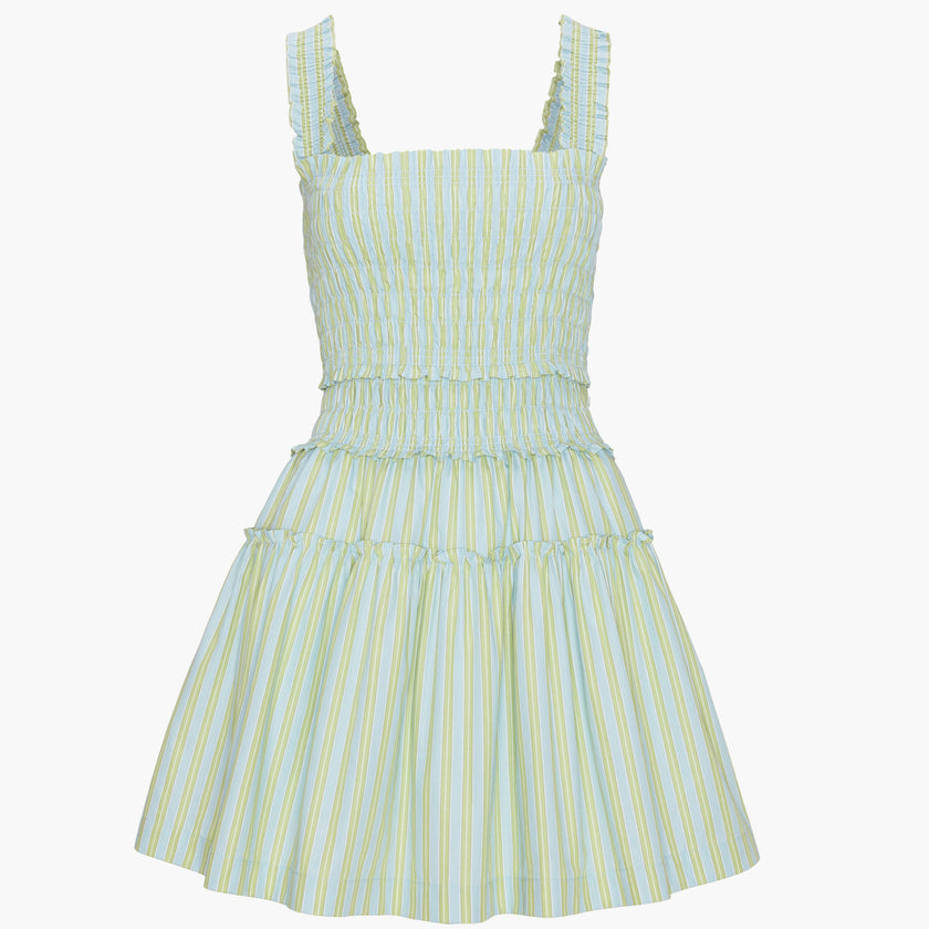 The Azalea Mini Nap Dress - Blue/Green Stripe