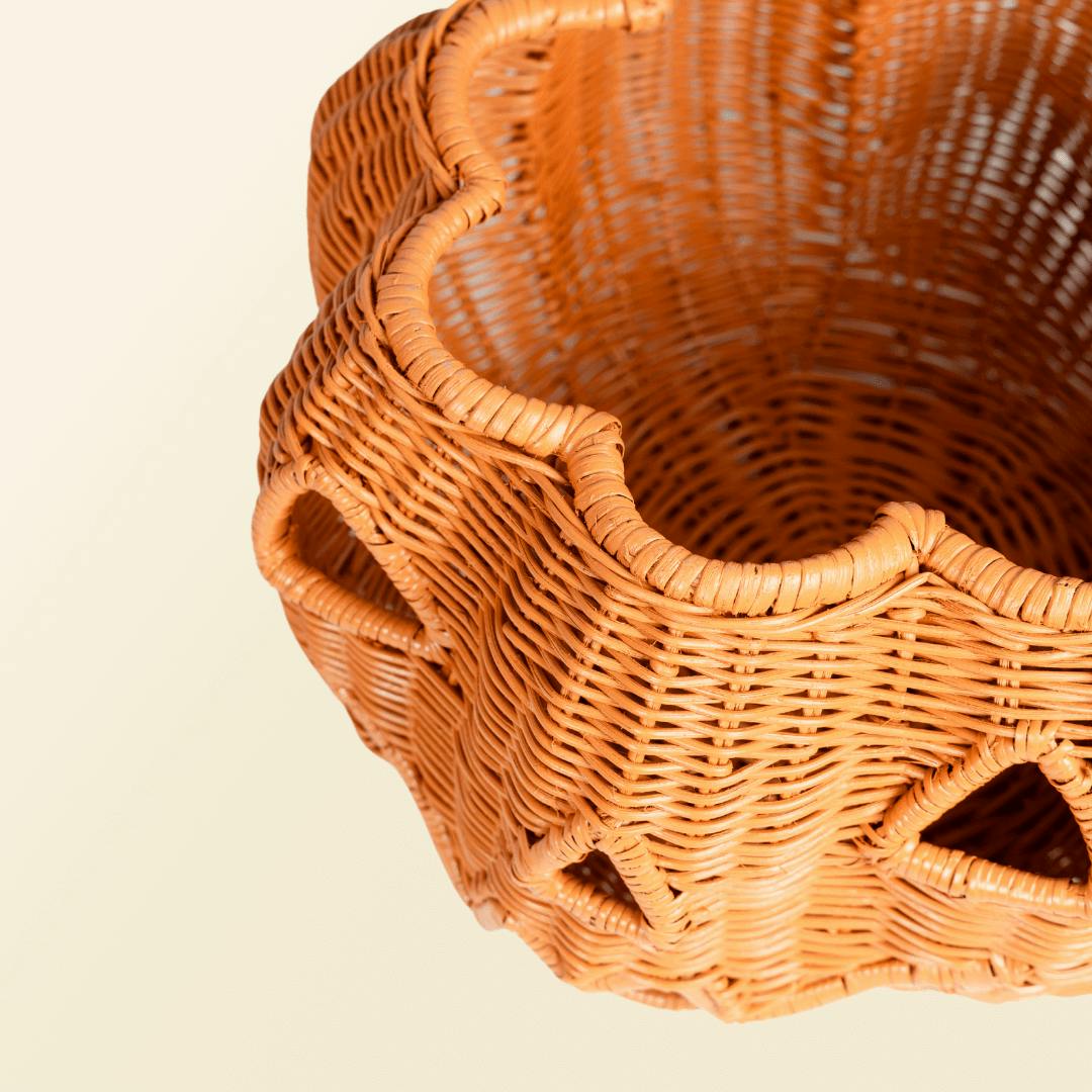 Handcrafted - Pumpkin Face Basket - Rattan Wicker