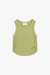 Rayon Rib Shirred Sleeveless Tank