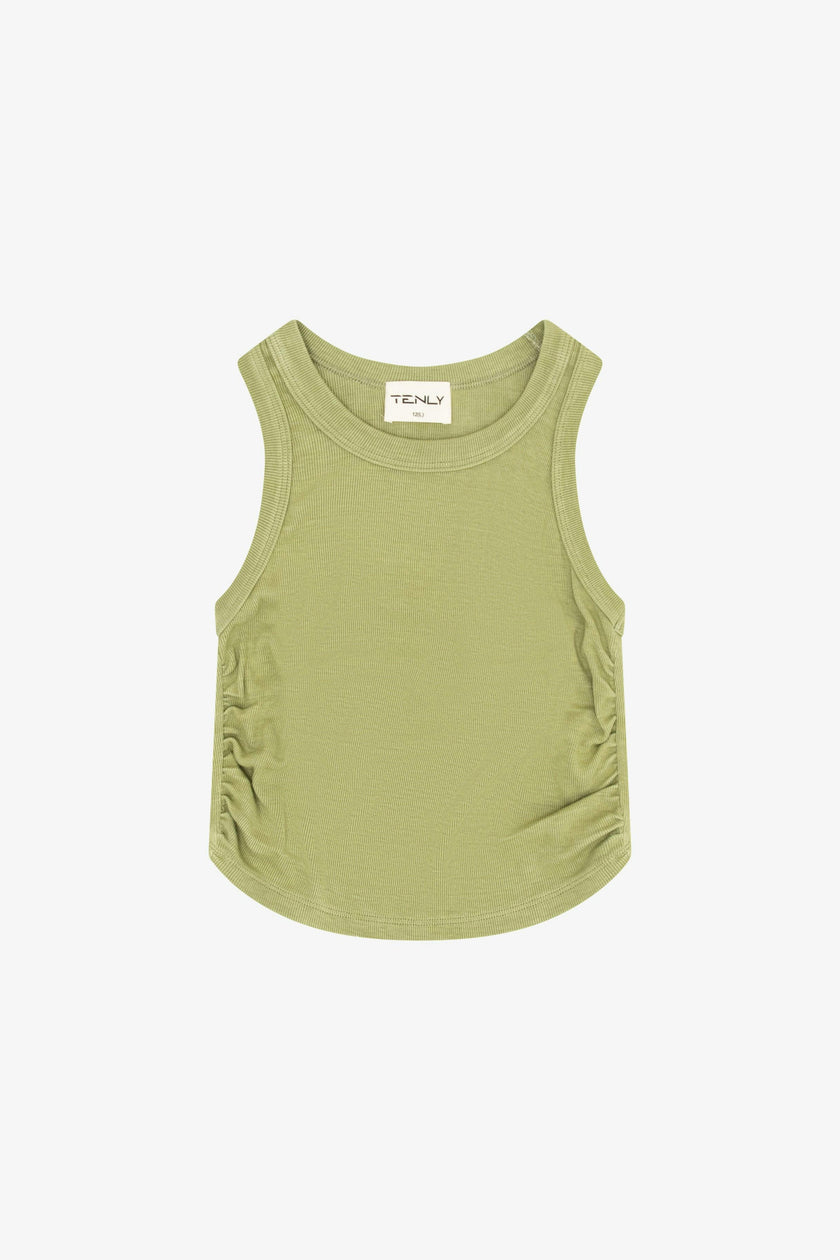 Rayon Rib Shirred Sleeveless Tank