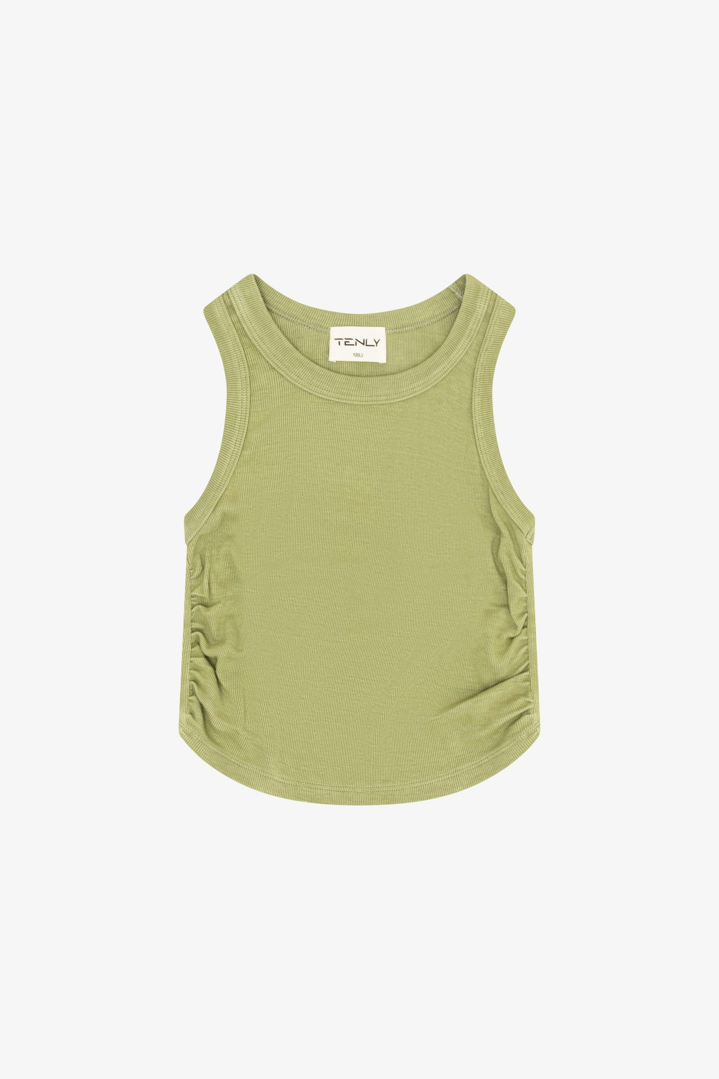 Rayon Rib Shirred Sleeveless Tank