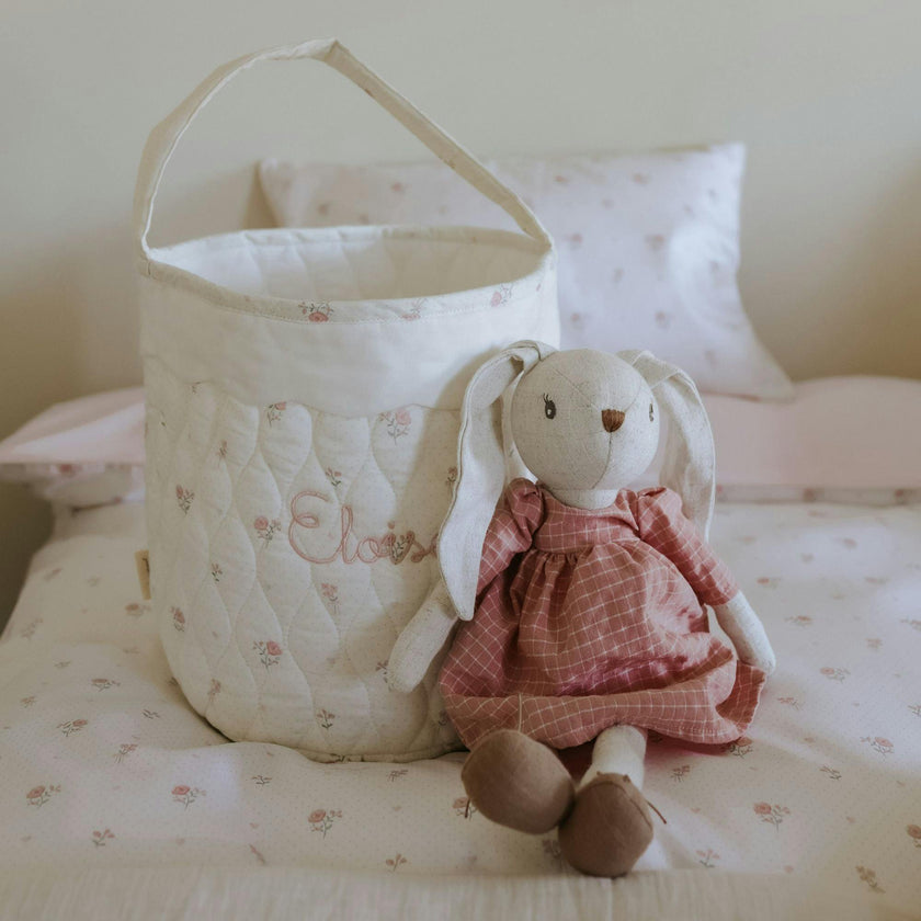Quilted Storage Basket - Pink Ditsy Floral