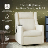 Kiwi Deluxe Power Recliner and Swivel Glider with Heat and Massage in Performance Ivory Boucle