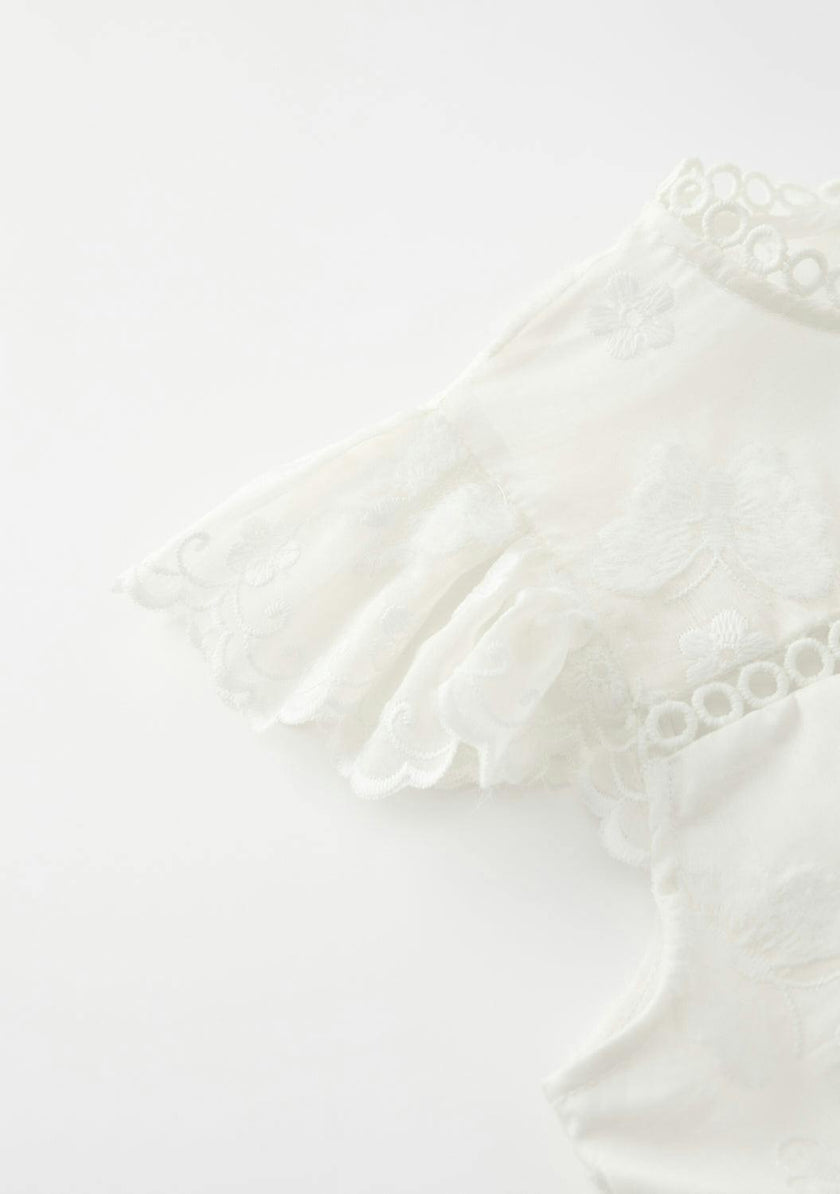 Alisha Frill Embroidery Mini Dress