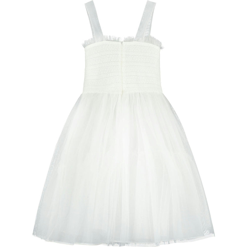 Angel Smocked & Embroidered Tulle Girls Occasion Dress