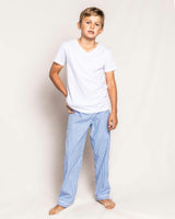Kid's Twill Pajama Pants in French Blue Stripes