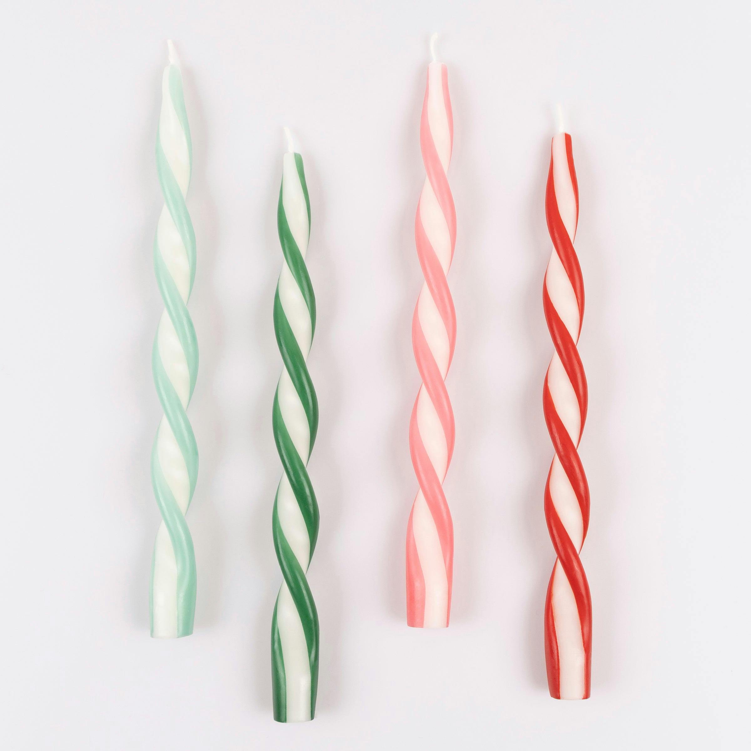 Assorted Stripe Twist Candles