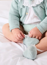 Openwork Detail Baby Cardigan in Sage Green (1-9mths)