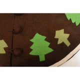 Handmade Christmas Tree Skirt in Felt - Rustic Trees on Brown - 60"