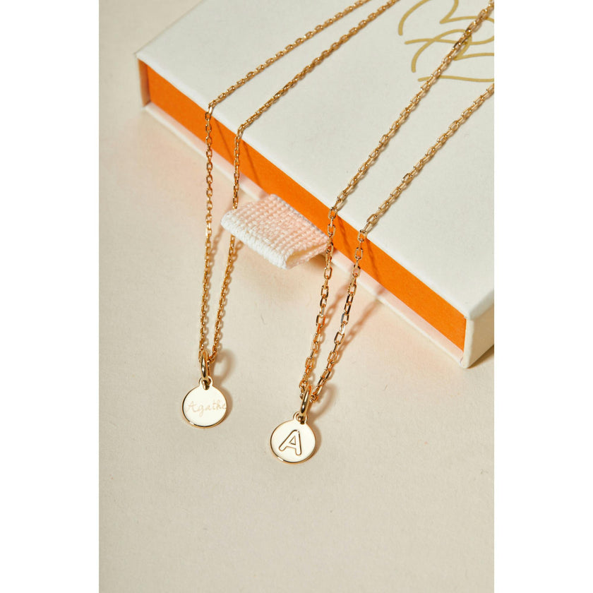 Children's Personalized Letter Pendant Necklace, 14k Gold Plated