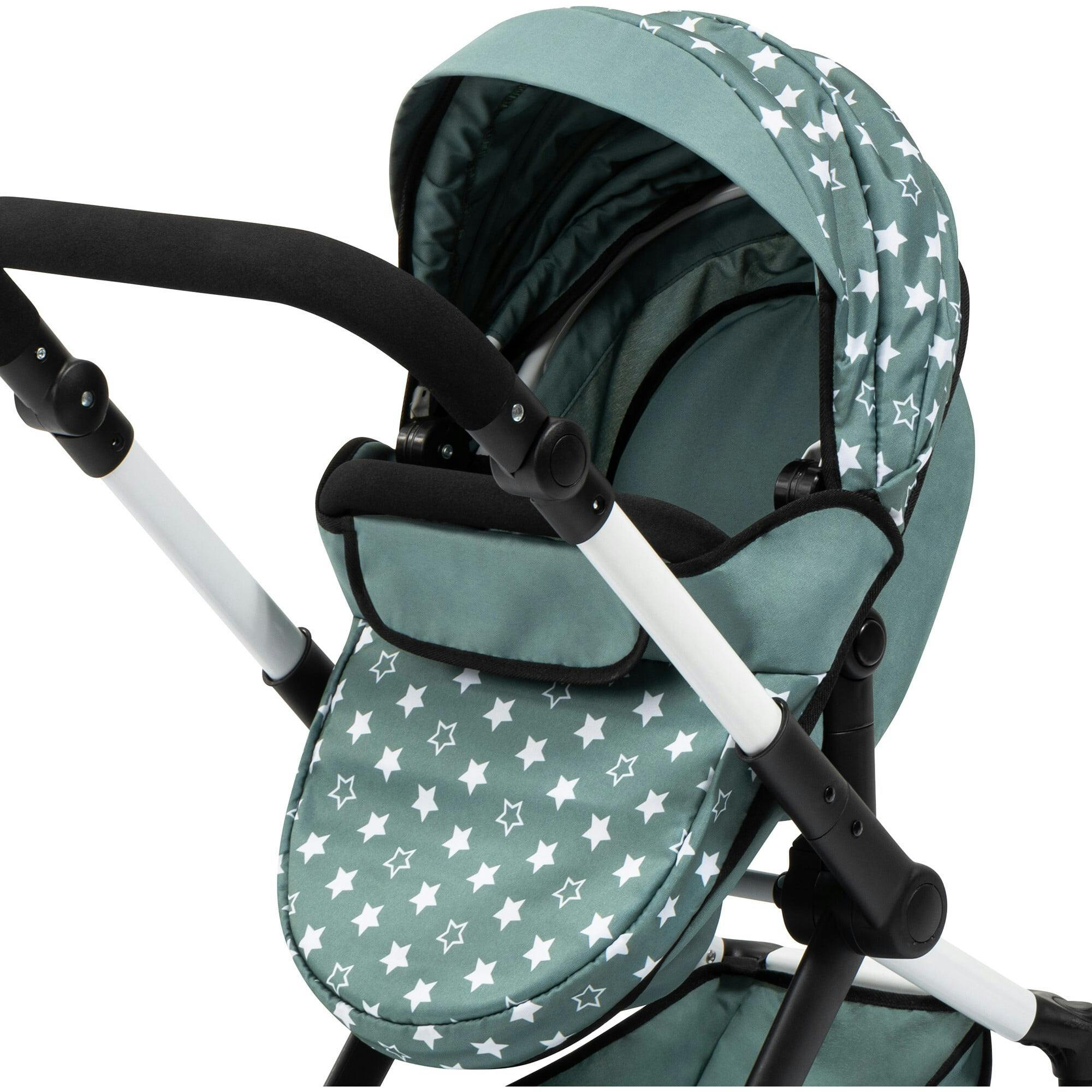 Bayer Design Dolls: Pram Xeo - Stars Green & White