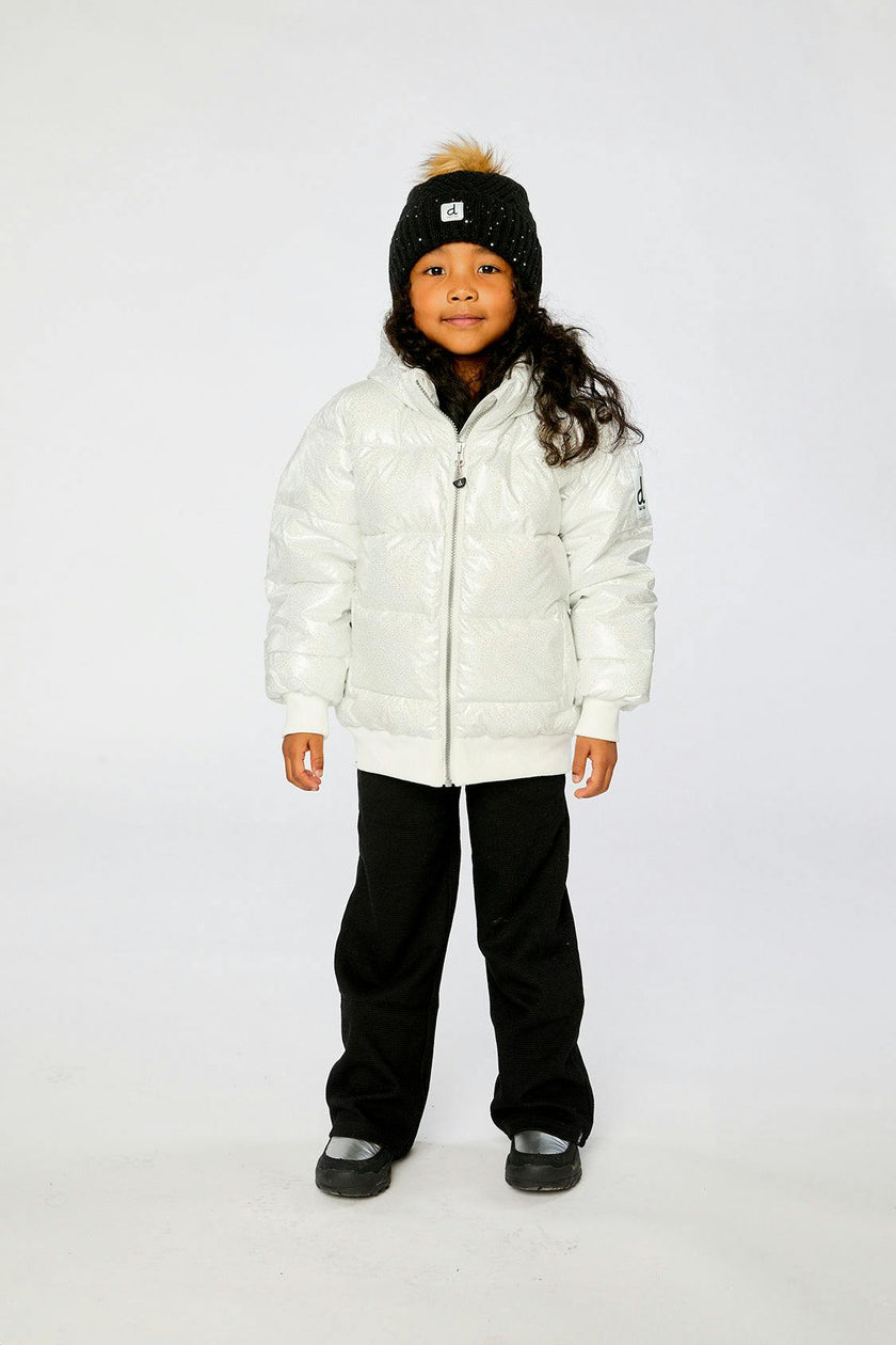 Winter Puffy Jacket White Glitter