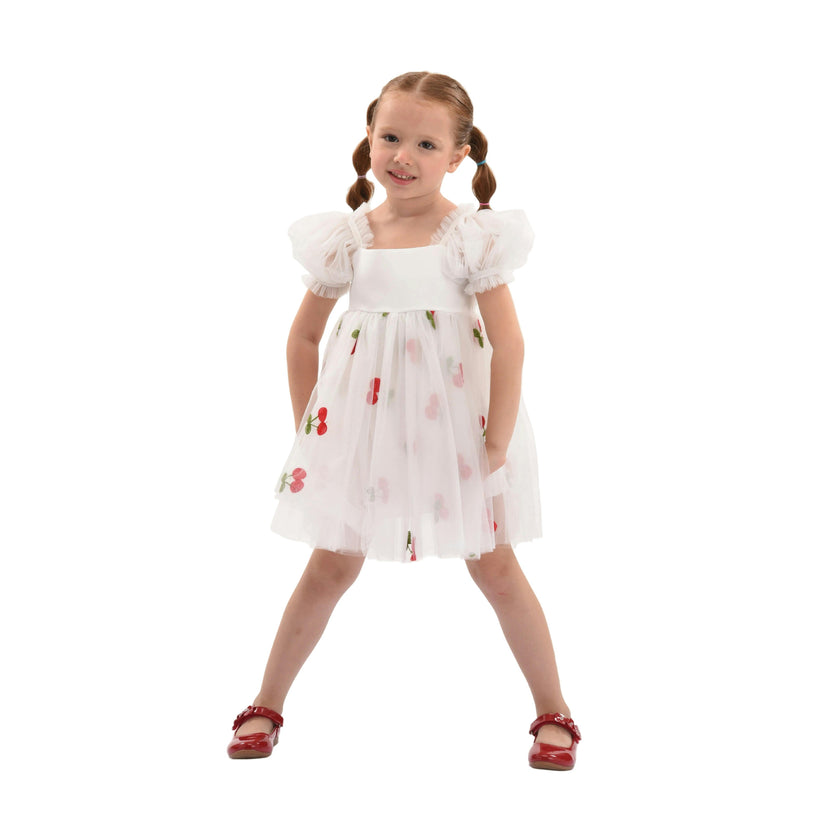 White Elysande Cherry Tulle Dress