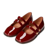 Diana Glossed-Leather 2-Strap Mary Jane Shoes