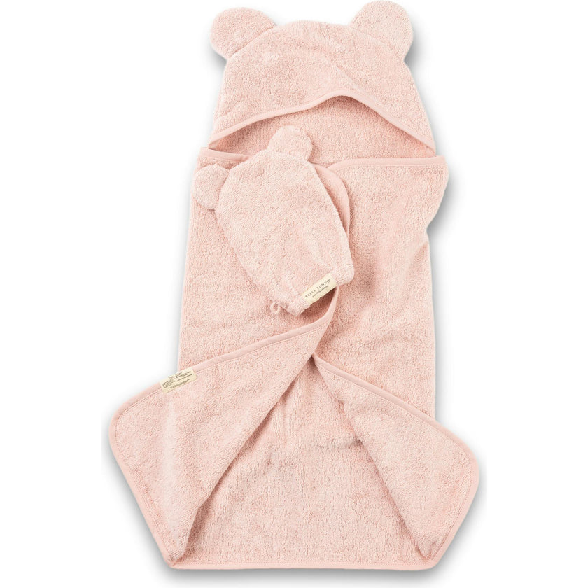 Hooded Towel + Wash Mitt Set Blush