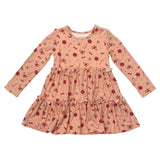 Girls Long Sleeve Double Tiered Dress in Candy Lane