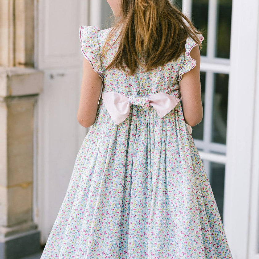 Alizee Cherry Ruffled Sleeve Empire Dress