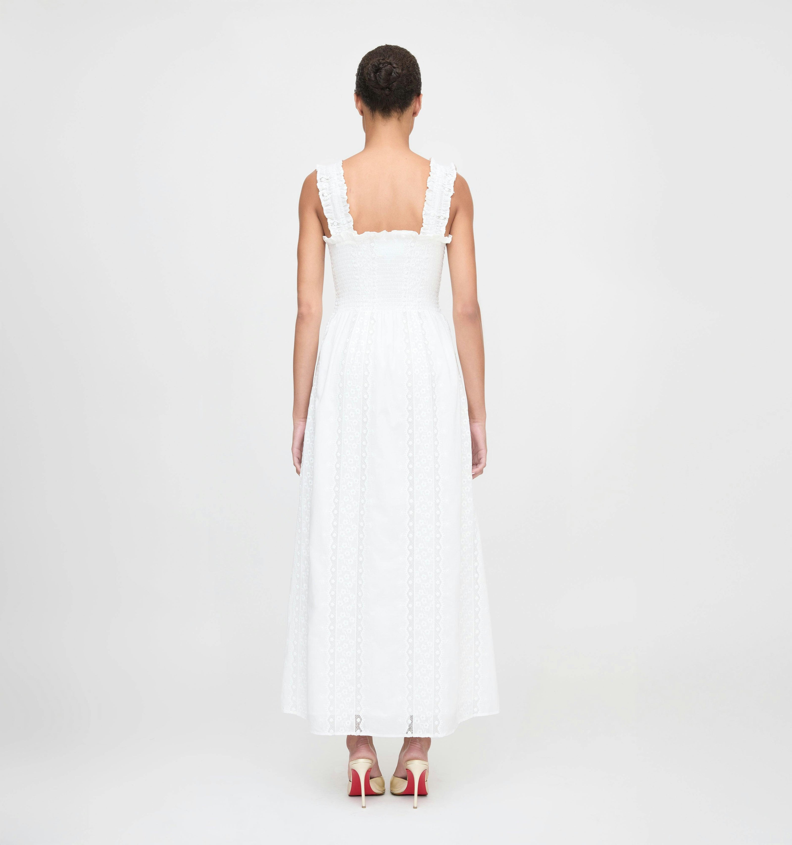 The Rosetta Nap Dress - White Broderie Voile