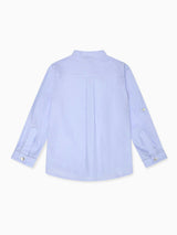 Nicky Hilton x La Coqueta Blue Stripe Nicholai Long Sleeve Boy Shirt