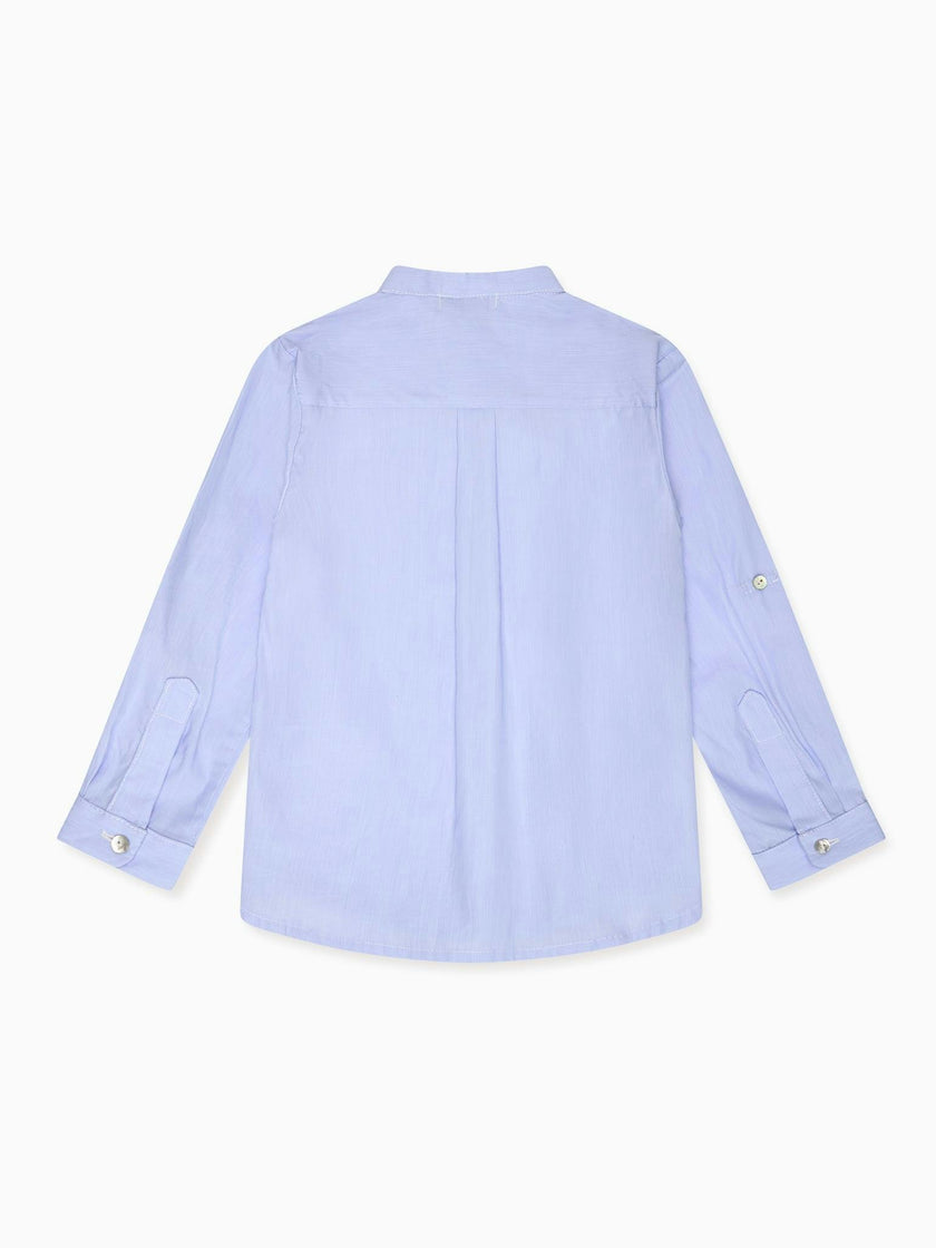Nicky Hilton x La Coqueta Blue Stripe Nicholai Long Sleeve Boy Shirt