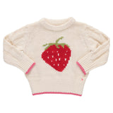 Girls Haven Sweater - Cream Strawberry