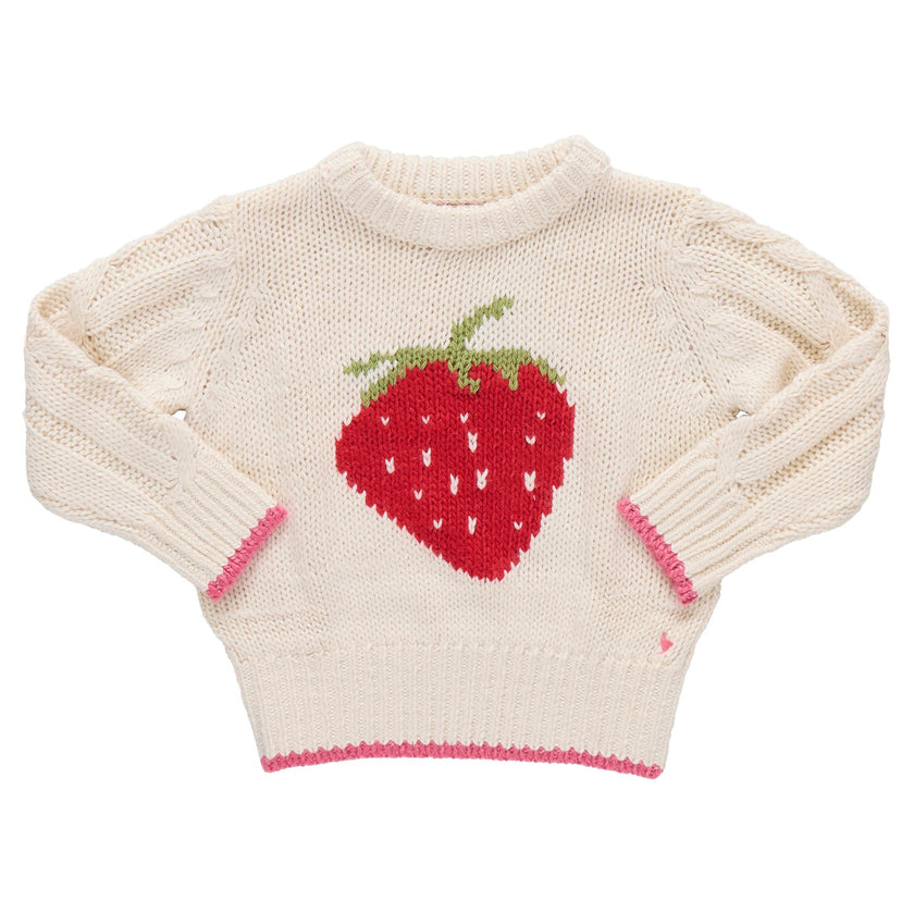 Girls Haven Sweater - Cream Strawberry