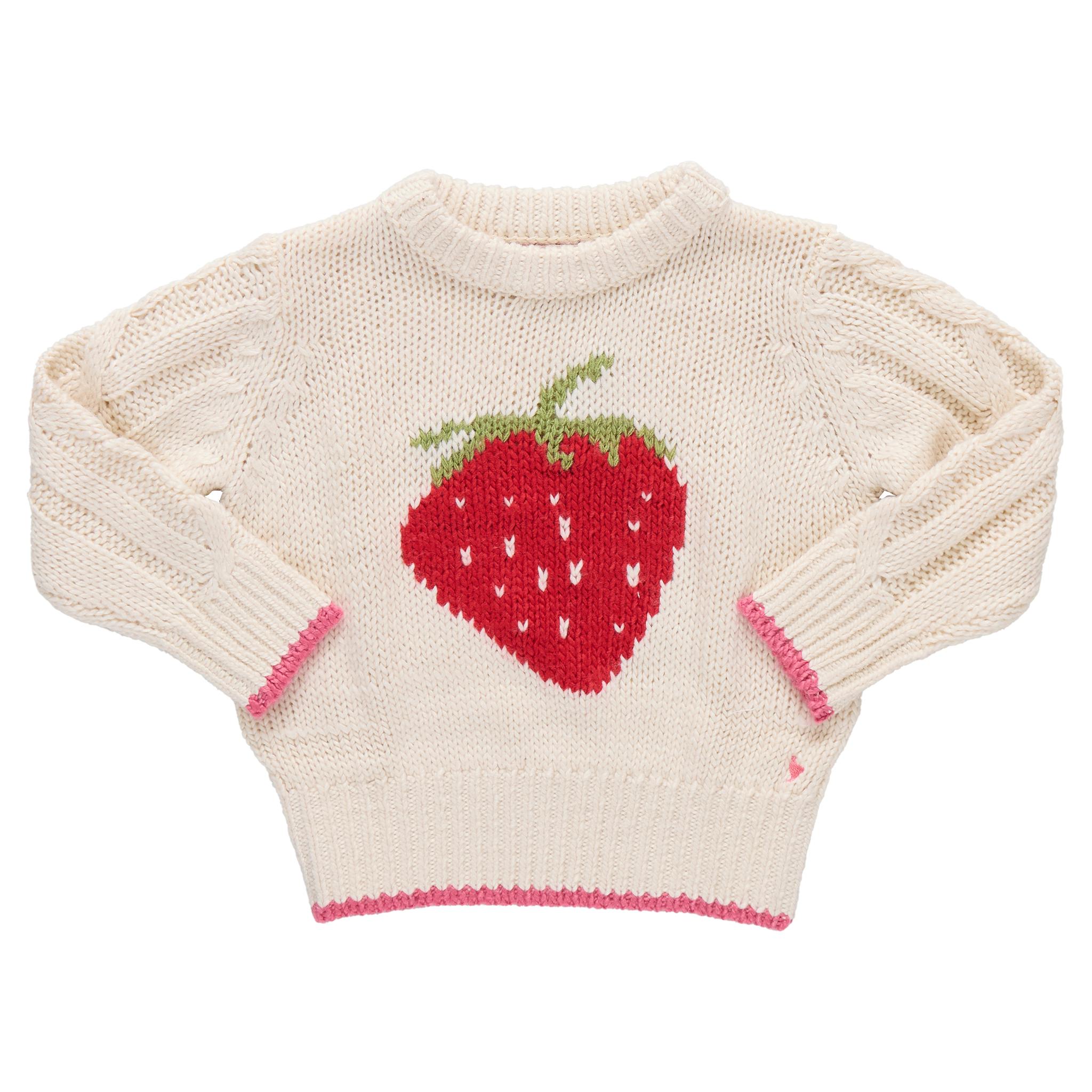 Girls Haven Sweater - Cream Strawberry