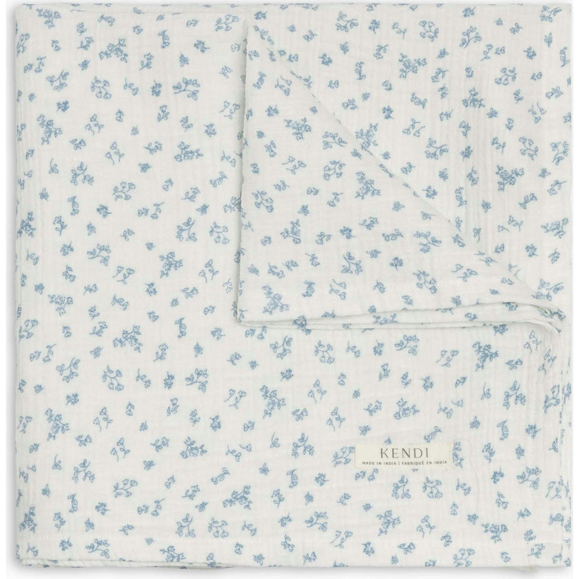 Muslin Swaddle Blanket - Rosebay Floral / Coconut + Sea