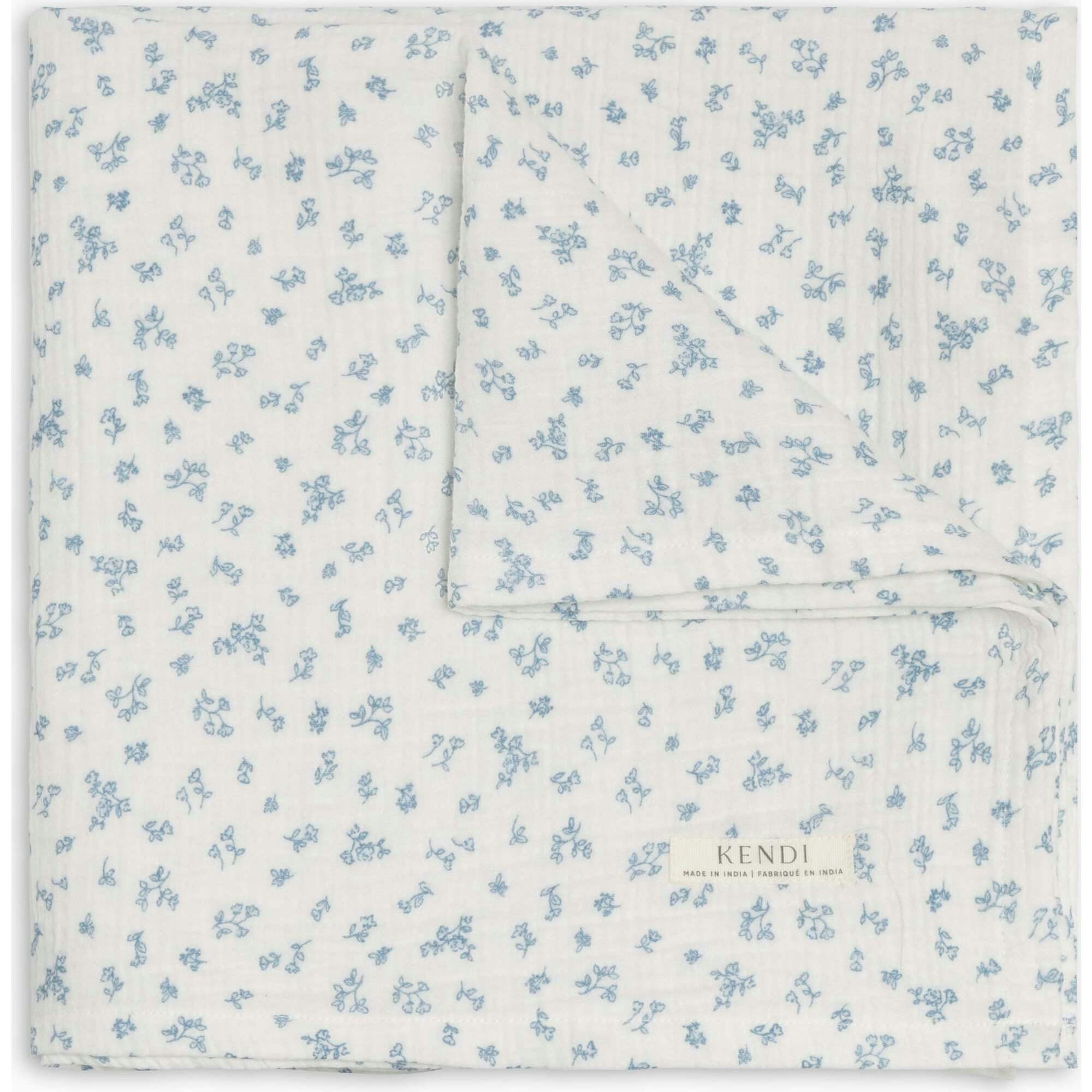 Muslin Swaddle Blanket - Rosebay Floral / Coconut + Sea